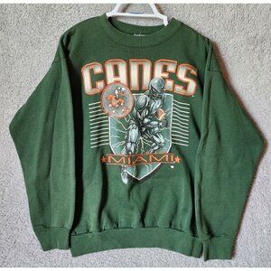 VTG University Miami Hurricanes CANES Green Tultex Crewneck Sweatshirt Size XL